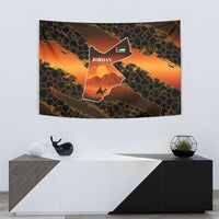 Jordan Desert Sunset Tapestry with Camel and Traditional Geometric Pattern