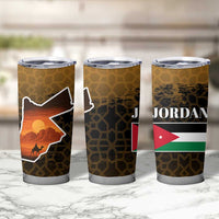Jordan Desert Sunset Tumbler Cup with Camel and Traditional Geometric Pattern