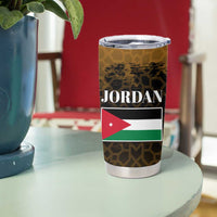 Jordan Desert Sunset Tumbler Cup with Camel and Traditional Geometric Pattern