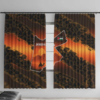 Jordan Desert Sunset Window Curtain with Camel and Traditional Geometric Pattern
