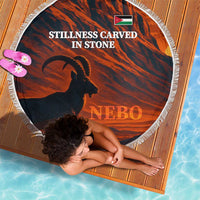 Jordan Nebo Mountain Beach Blanket with Ibex and Desert Rock Landscape