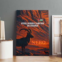 Jordan Nebo Mountain Canvas Wall Art with Ibex and Desert Rock Landscape