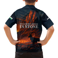 Jordan Nebo Mountain Family Matching Long Sleeve Bodycon Dress and Hawaiian Shirt with Ibex and Desert Rock Landscape