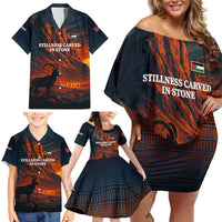 Jordan Nebo Mountain Family Matching Off Shoulder Short Dress and Hawaiian Shirt with Ibex and Desert Rock Landscape