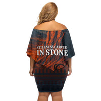 Jordan Nebo Mountain Family Matching Off Shoulder Short Dress and Hawaiian Shirt with Ibex and Desert Rock Landscape