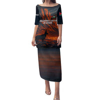 Jordan Nebo Mountain Family Matching Puletasi and Hawaiian Shirt with Ibex and Desert Rock Landscape