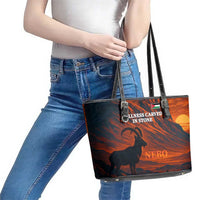 Jordan Nebo Mountain Leather Tote Bag with Ibex and Desert Rock Landscape