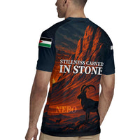 Jordan Nebo Mountain Rugby Jersey with Ibex and Desert Rock Landscape
