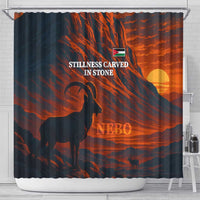 Jordan Nebo Mountain Shower Curtain with Ibex and Desert Rock Landscape