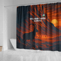Jordan Nebo Mountain Shower Curtain with Ibex and Desert Rock Landscape