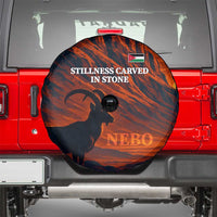 Jordan Nebo Mountain Spare Tire Cover with Ibex and Desert Rock Landscape