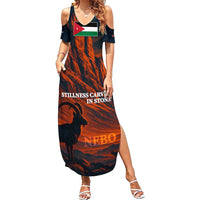 Jordan Nebo Mountain Summer Maxi Dress with Ibex and Desert Rock Landscape