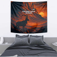 Jordan Nebo Mountain Tapestry with Ibex and Desert Rock Landscape