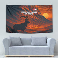Jordan Nebo Mountain Tapestry with Ibex and Desert Rock Landscape