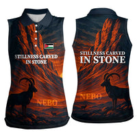 Jordan Nebo Mountain Women Sleeveless Polo Shirt with Ibex and Desert Rock Landscape