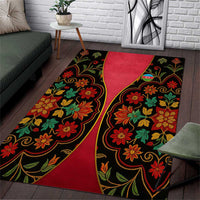Azerbaijan Folk Floral Area Rug with Traditional Carpet-Inspired Pattern