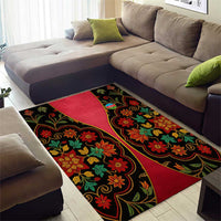 Azerbaijan Folk Floral Area Rug with Traditional Carpet-Inspired Pattern
