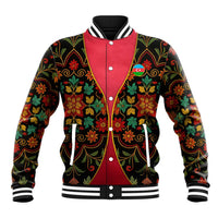 Azerbaijan Folk Floral Baseball Jacket with Traditional Carpet-Inspired Pattern