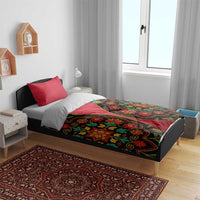 Azerbaijan Folk Floral Bedding Set with Traditional Carpet-Inspired Pattern