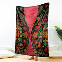 Azerbaijan Folk Floral Blanket with Traditional Carpet-Inspired Pattern