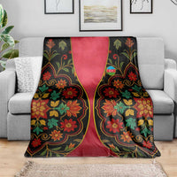 Azerbaijan Folk Floral Blanket with Traditional Carpet-Inspired Pattern