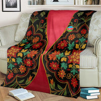 Azerbaijan Folk Floral Blanket with Traditional Carpet-Inspired Pattern