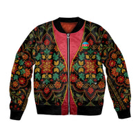 Azerbaijan Folk Floral Bomber Jacket with Traditional Carpet-Inspired Pattern