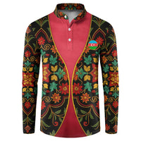 Azerbaijan Folk Floral Button Sweatshirt with Traditional Carpet-Inspired Pattern
