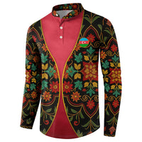 Azerbaijan Folk Floral Button Sweatshirt with Traditional Carpet-Inspired Pattern