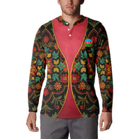 Azerbaijan Folk Floral Button Sweatshirt with Traditional Carpet-Inspired Pattern