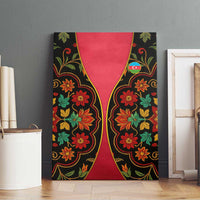 Azerbaijan Folk Floral Canvas Wall Art with Traditional Carpet-Inspired Pattern