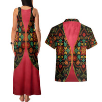 Azerbaijan Folk Floral Couples Matching Tank Maxi Dress and Hawaiian Shirt with Traditional Carpet-Inspired Pattern