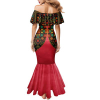 Azerbaijan Folk Floral Family Matching Mermaid Dress and Hawaiian Shirt with Traditional Carpet-Inspired Pattern