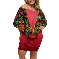 Azerbaijan Folk Floral Family Matching Off Shoulder Short Dress and Hawaiian Shirt with Traditional Carpet-Inspired Pattern