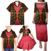 Azerbaijan Folk Floral Family Matching Puletasi and Hawaiian Shirt with Traditional Carpet-Inspired Pattern