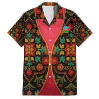 Azerbaijan Folk Floral Family Matching Short Sleeve Bodycon Dress and Hawaiian Shirt with Traditional Carpet-Inspired Pattern