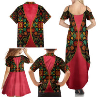 Azerbaijan Folk Floral Family Matching Summer Maxi Dress and Hawaiian Shirt with Traditional Carpet-Inspired Pattern