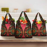 Azerbaijan Folk Floral Grocery Bag with Traditional Carpet-Inspired Pattern