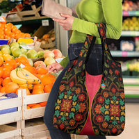 Azerbaijan Folk Floral Grocery Bag with Traditional Carpet-Inspired Pattern