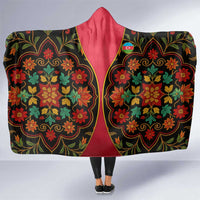Azerbaijan Folk Floral Hooded Blanket with Traditional Carpet-Inspired Pattern