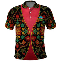 Azerbaijan Folk Floral Polo Shirt with Traditional Carpet-Inspired Pattern