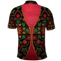 Azerbaijan Folk Floral Polo Shirt with Traditional Carpet-Inspired Pattern