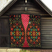 Azerbaijan Folk Floral Quilt with Traditional Carpet-Inspired Pattern