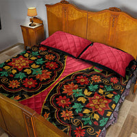 Azerbaijan Folk Floral Quilt Bed Set with Traditional Carpet-Inspired Pattern