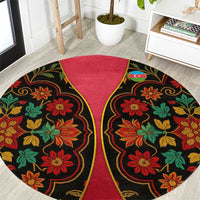 Azerbaijan Folk Floral Round Carpet with Traditional Carpet-Inspired Pattern