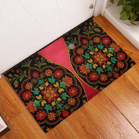 Azerbaijan Folk Floral Rubber Doormat with Traditional Carpet-Inspired Pattern