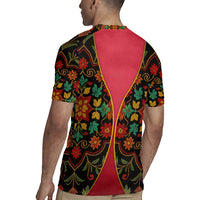 Azerbaijan Folk Floral Rugby Jersey with Traditional Carpet-Inspired Pattern