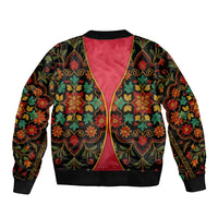 Azerbaijan Folk Floral Sleeve Zip Bomber Jacket with Traditional Carpet-Inspired Pattern
