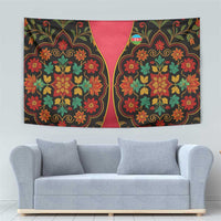 Azerbaijan Folk Floral Tapestry with Traditional Carpet-Inspired Pattern