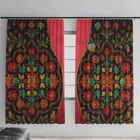 Azerbaijan Folk Floral Window Curtain with Traditional Carpet-Inspired Pattern